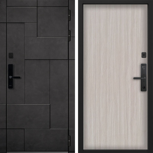 Входная дверь Command doors Cyber tetris grey 00 Белая лиственница