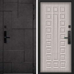 Входная дверь Command doors Cyber tetris grey 01 Белая лиственница