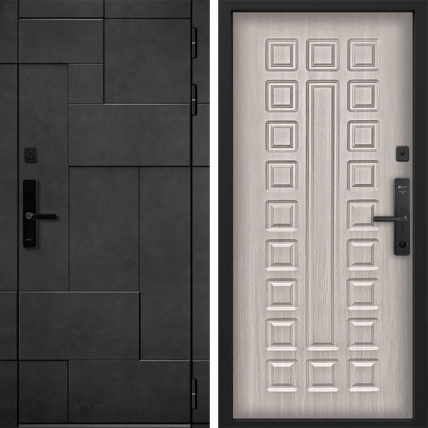 Входная дверь Command doors Cyber tetris grey 01 Белая лиственница