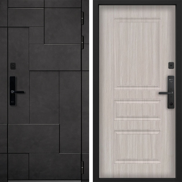 Входная дверь Command doors Cyber tetris grey 02 Белая Лиственница