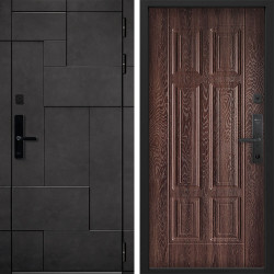Входная дверь Command doors Cyber tetris grey 15 Дуб коньяк