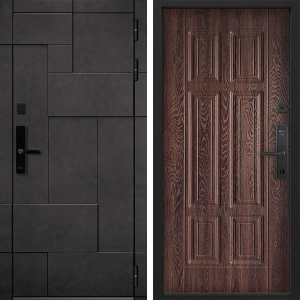 Входная дверь Command doors Cyber tetris grey 15 Дуб коньяк