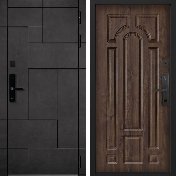 Входная дверь Command doors Cyber tetris grey 17.02 Темный Дуб