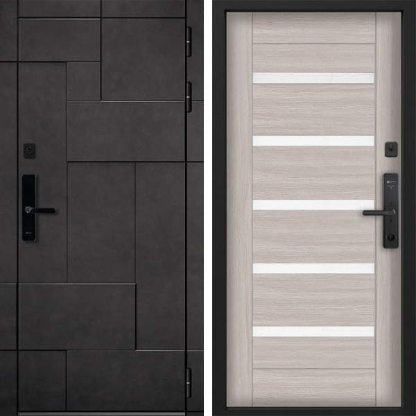 Входная дверь Command doors Cyber tetris grey 18SP Белая Лиственница
