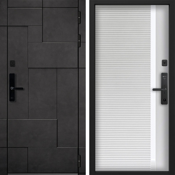 Входная дверь Command doors Cyber tetris grey 30Б белый матовый