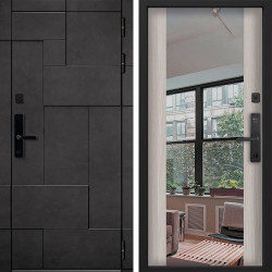 Входная дверь Command doors Cyber tetris grey 3Z Белая Лиственница