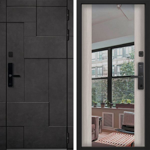 Входная дверь Command doors Cyber tetris grey 3Z Белая Лиственница