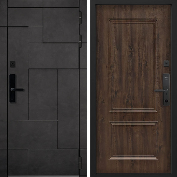 Входная дверь Command doors Cyber tetris grey 61 Темный дуб