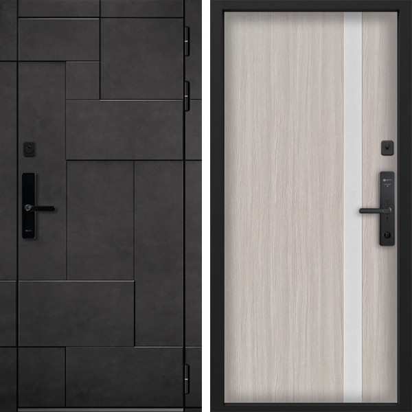Входная дверь Command doors Cyber tetris grey 6S Белая Лиственница