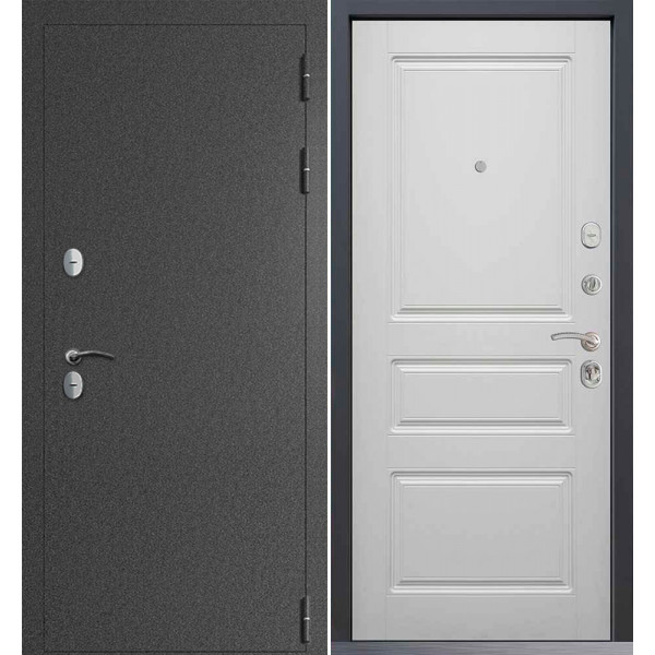 Входная дверь Command Doors Сибирь термо графит букле 02 Белый Матовый