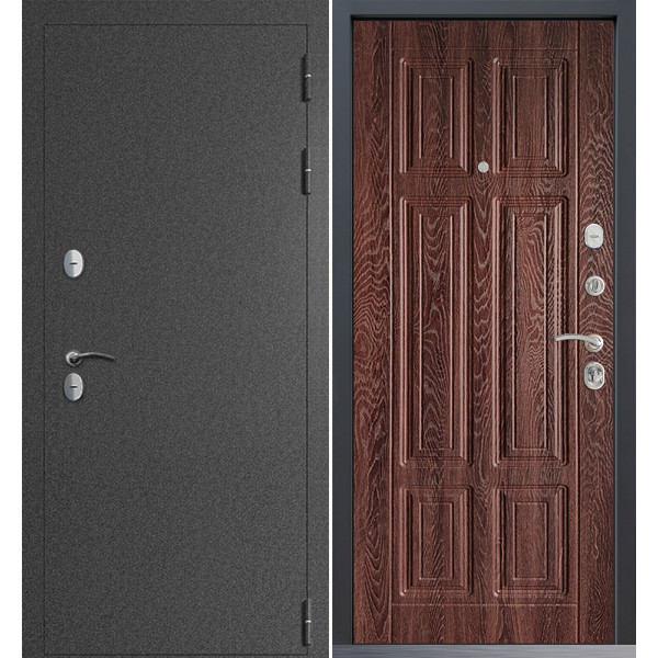 Входная дверь Command Doors Сибирь термо графит букле 15 Дуб коньяк