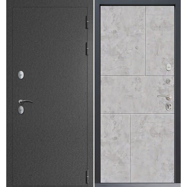 Входная дверь Command Doors Сибирь термо графит букле 38 Бетон молочный
