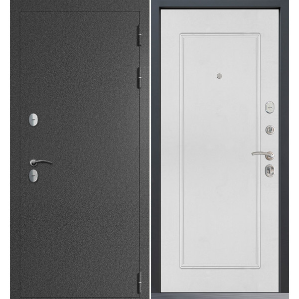 Входная дверь Command Doors Сибирь термо графит букле 38.02 Белый матовый