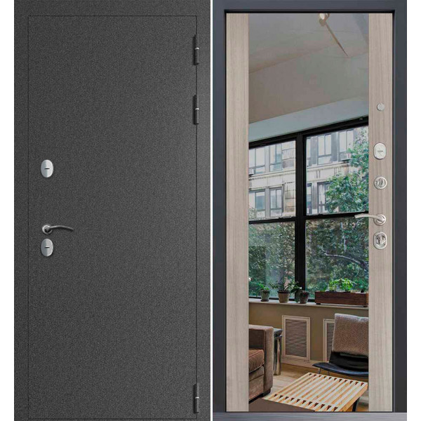Входная дверь Command Doors Сибирь термо графит букле 3Z Белая Лиственница