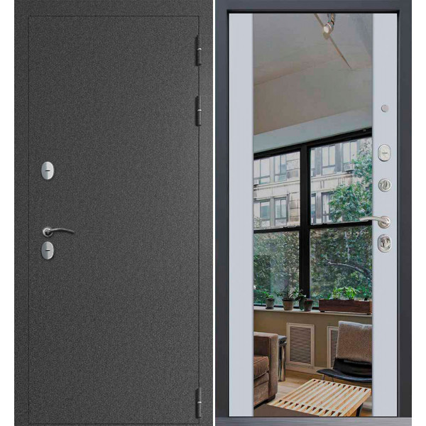 Входная дверь Command Doors Сибирь термо графит букле 3Z Белый Матовый
