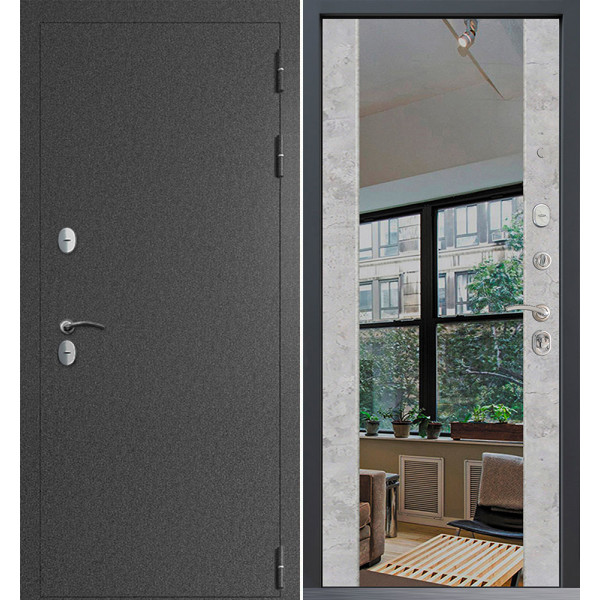 Входная дверь Command Doors Сибирь термо графит букле 3z бетон молочный